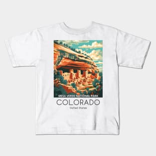 A Vintage Travel Illustration of Mesa Verde National Park - Colorado - US Kids T-Shirt